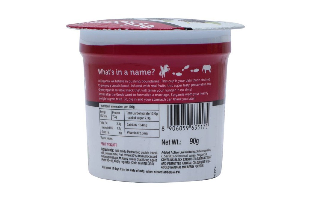 Epigamia Green Yogurt Mulberry    Cup  90 grams